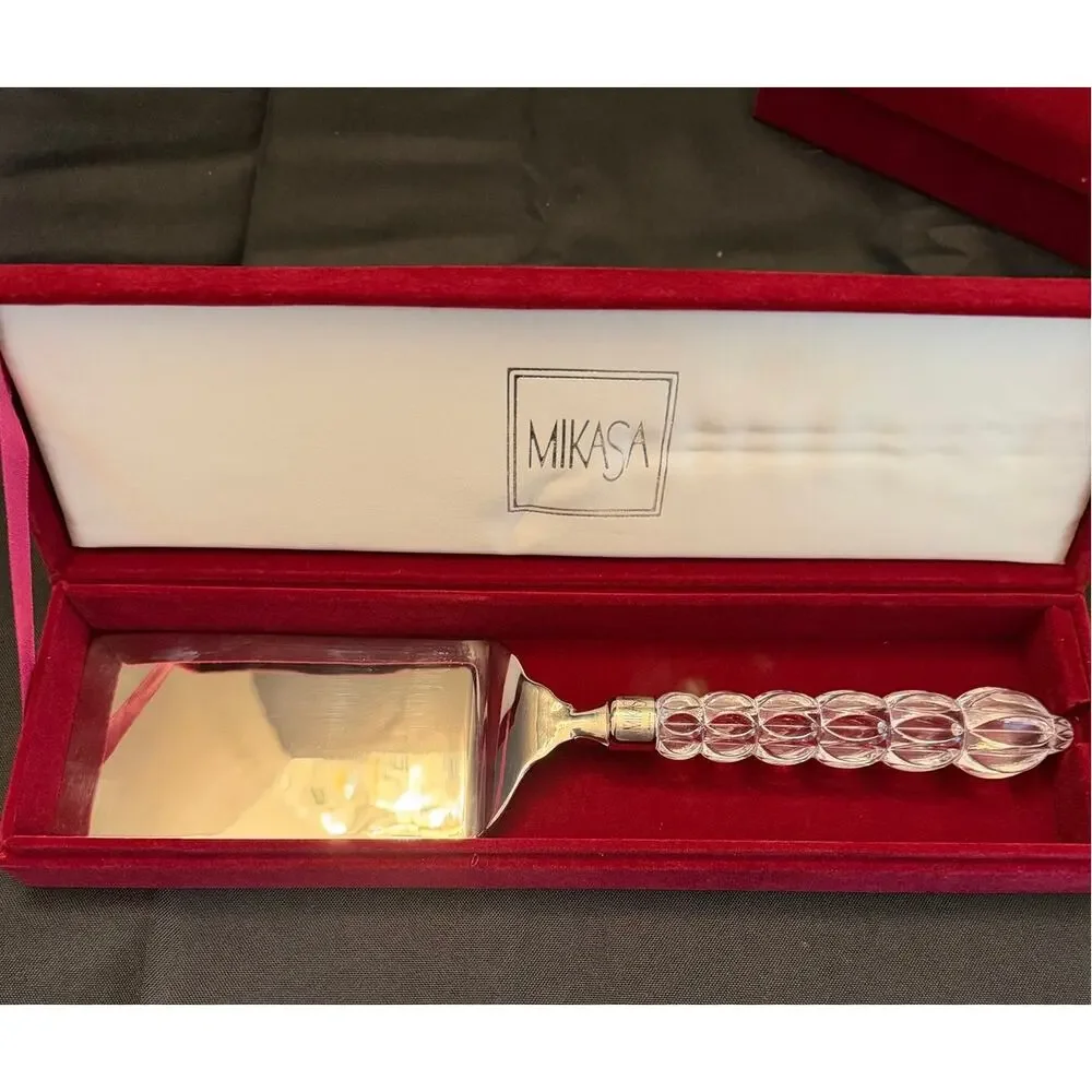 Vintage Glam Mikasa Rousseau 4-Piece Serving Set Austrian Crystal & Silverplate